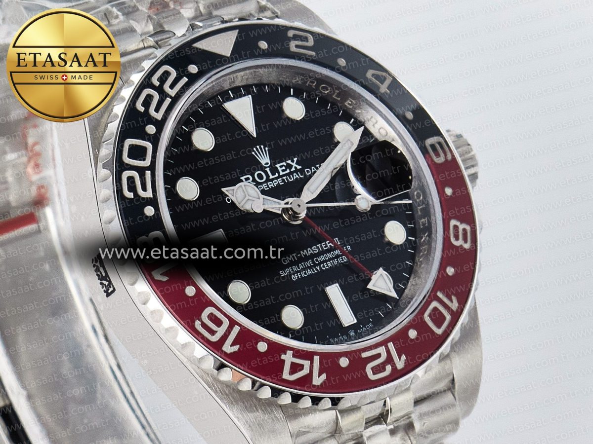 Rolex GMT-Master II 126710 LNRO Black/Red Ceramic GMF 1:1 Best Edition on Black Dial on SS Jubilee Bracelet Super Clone VR3285 CHS (Gain Weight) - Görsel 5