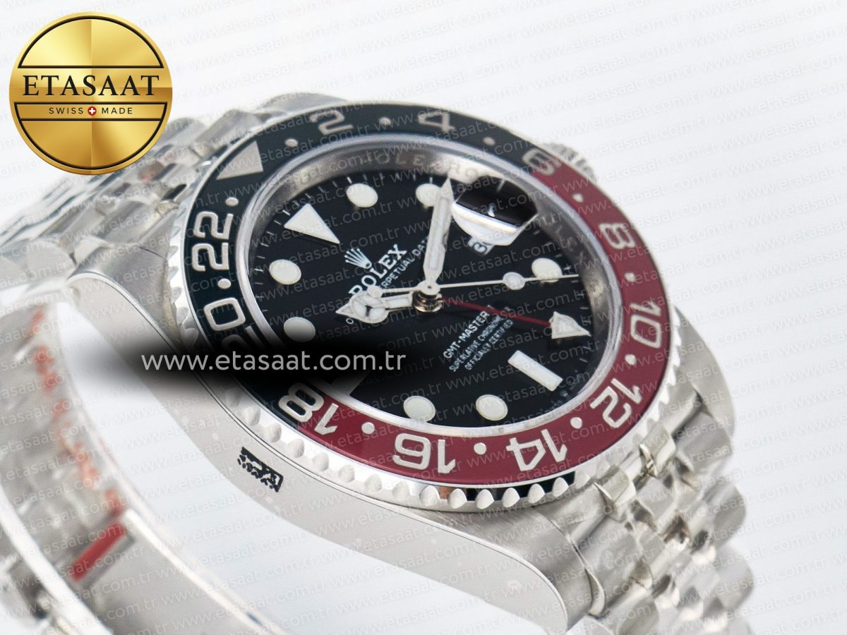 Rolex GMT-Master II 126710 LNRO Black/Red Ceramic GMF 1:1 Best Edition on Black Dial on SS Jubilee Bracelet Super Clone VR3285 CHS (Gain Weight) - Görsel 7