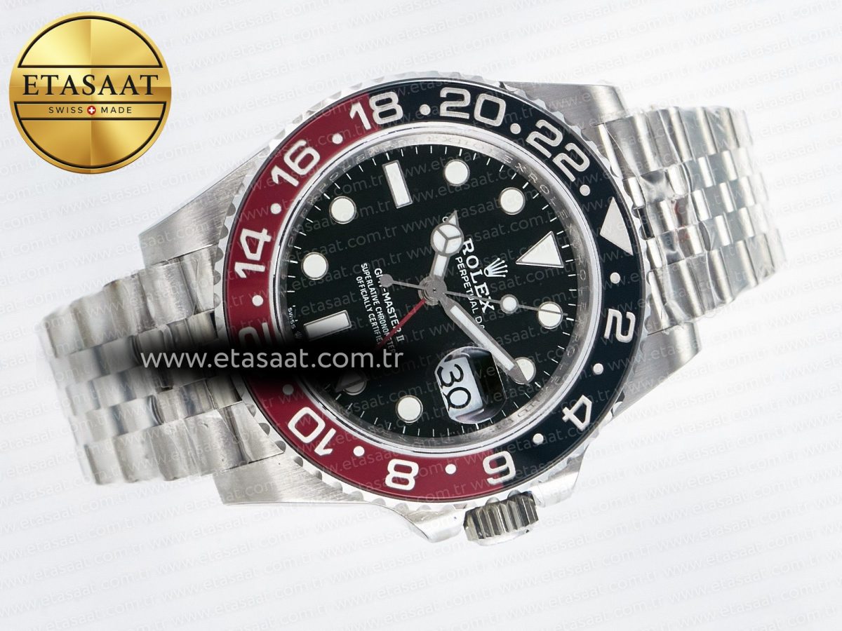 Rolex GMT-Master II 126710 LNRO Black/Red Ceramic GMF 1:1 Best Edition on Black Dial on SS Jubilee Bracelet Super Clone VR3285 CHS (Gain Weight) - Görsel 8