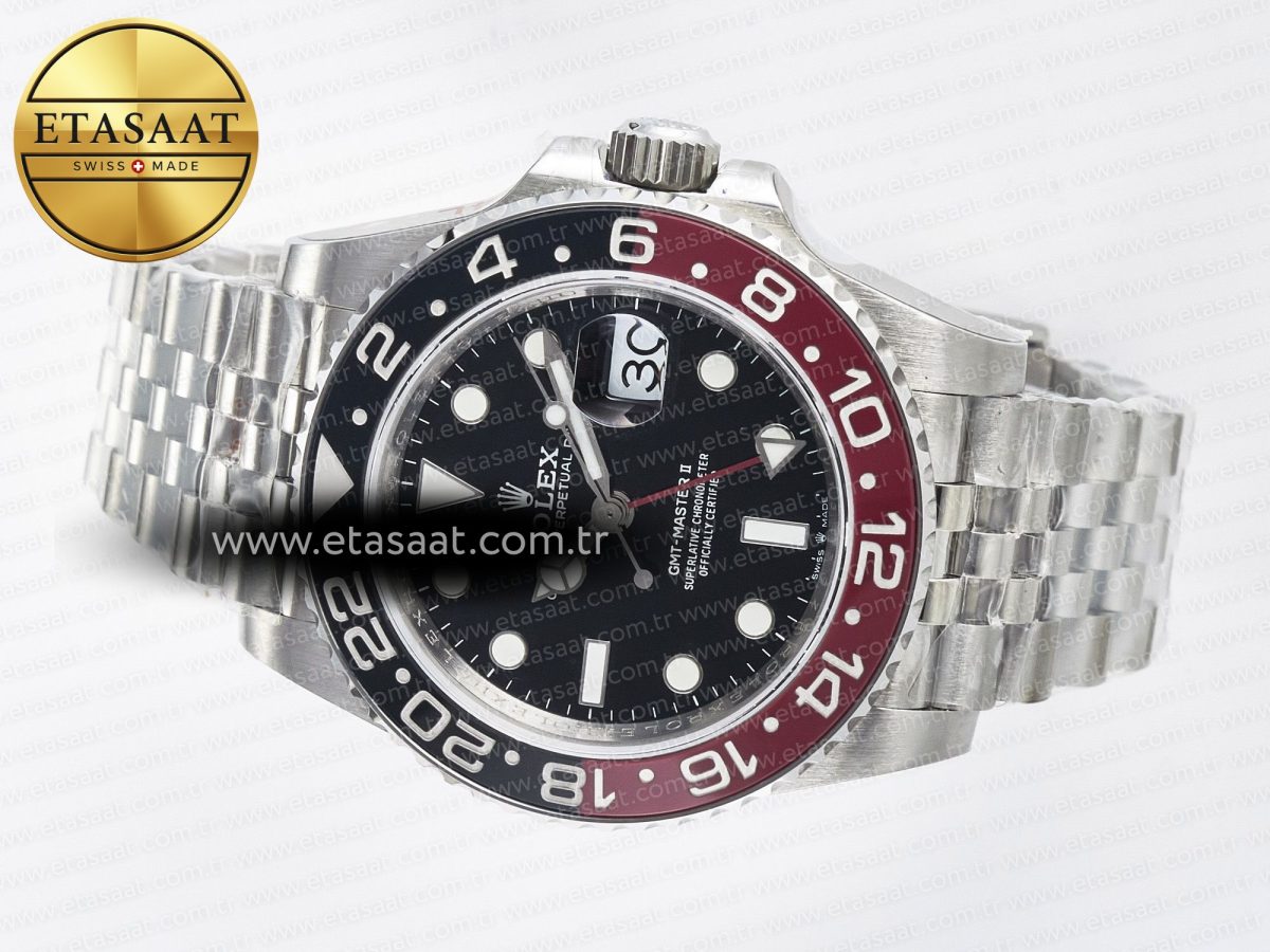 Rolex GMT-Master II 126710 LNRO Black/Red Ceramic GMF 1:1 Best Edition on Black Dial on SS Jubilee Bracelet Super Clone VR3285 CHS (Gain Weight) - Görsel 9