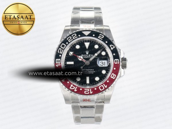 Rolex GMT-Master II 126710 Lnro Siyah/Kırmızı Ağır Siyah Eta Saat - 1:1 Süper Klon Replika Saat