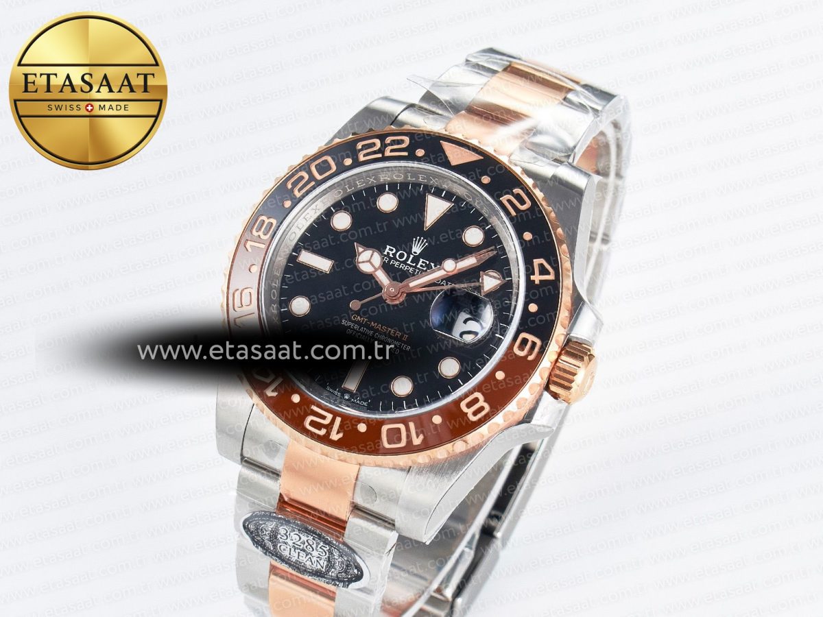 Rolex GMT-Master II 126711 Black/Brown Ceramic Clean 1:1 Best Edition on SS/RG Bracelet DD3285 - Görsel 1