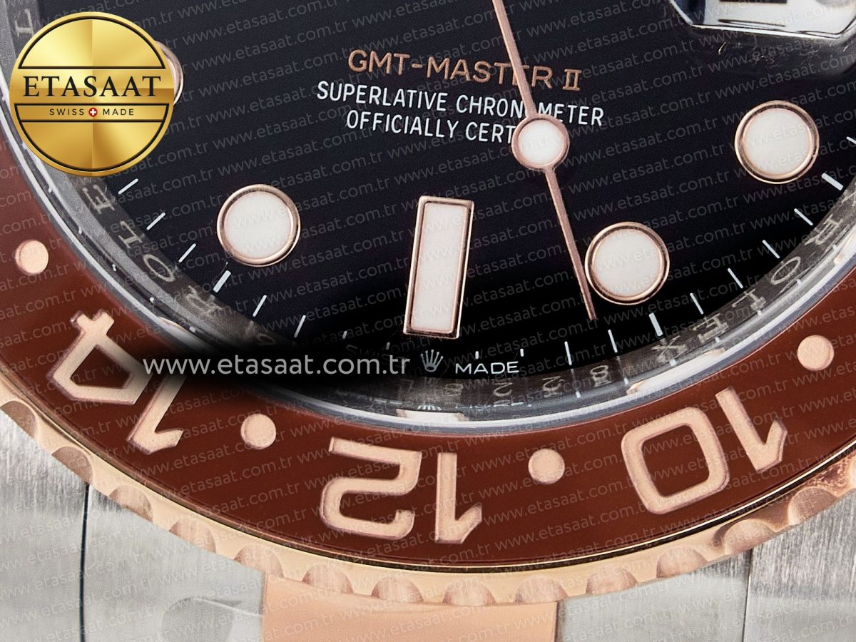 Rolex GMT-Master II 126711 Black/Brown Ceramic Clean 1:1 Best Edition on SS/RG Bracelet DD3285 - Görsel 12