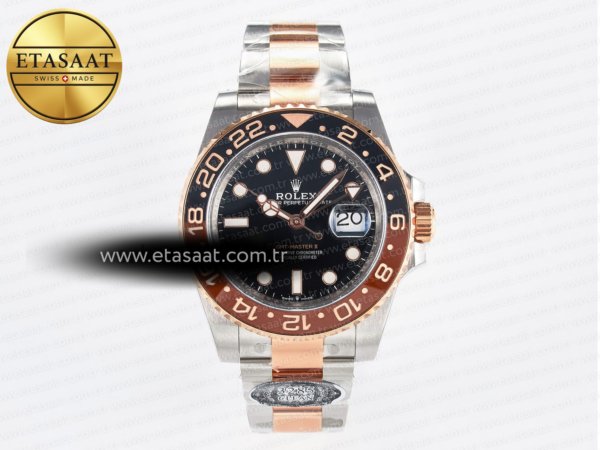 Rolex GMT-Master II 126711 Siyah/Kahve Seramik Clean DD3285 Eta Saat - 1:1 Süper Klon Replika Saat