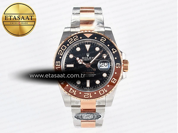 Rolex GMT-Master II 126711 Siyah/Kahve Seramik Clean DD3285 Eta Saat - 1:1 Süper Klon Replika Saat