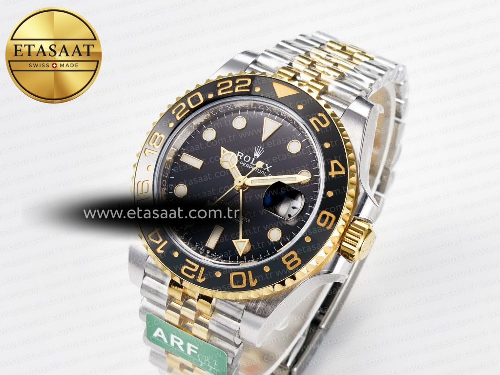 gmt master ii 126713 grnr arf 11 best edition on black dial ss yg bracelet super clone vr3285 chs gain weight1