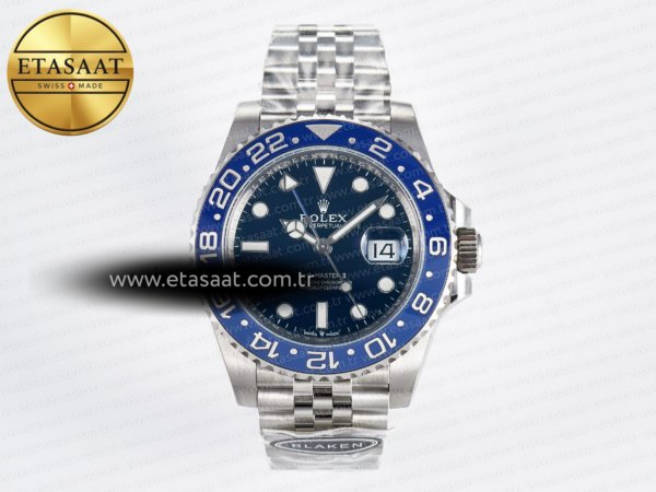 Rolex GMT-Master II 126716 Blaken 904L Mavi Kadran SH3285 Eta Saat - 1:1 Süper Klon Replika Saat