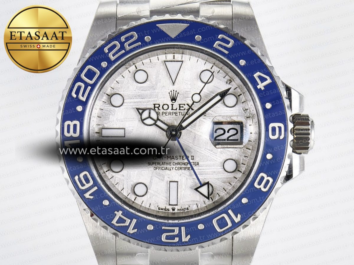 Rolex GMT-Master II 126716 BLAKEN 904L 1:1 Best Edition Meteorite Dial on SS Bracelet SH3285 - Görsel 4