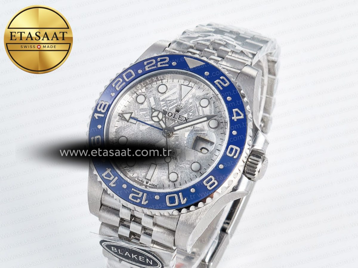 Rolex GMT-Master II 126716 BLAKEN 904L 1:1 Best Edition Meteorite Dial on SS Jubilee Bracelet SH3285 - Görsel 1