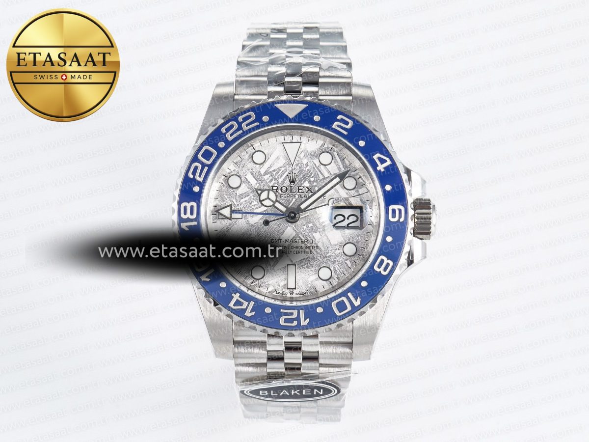 Rolex GMT-Master II 126716 BLAKEN 904L 1:1 Best Edition Meteorite Dial on SS Jubilee Bracelet SH3285 - Görsel 3