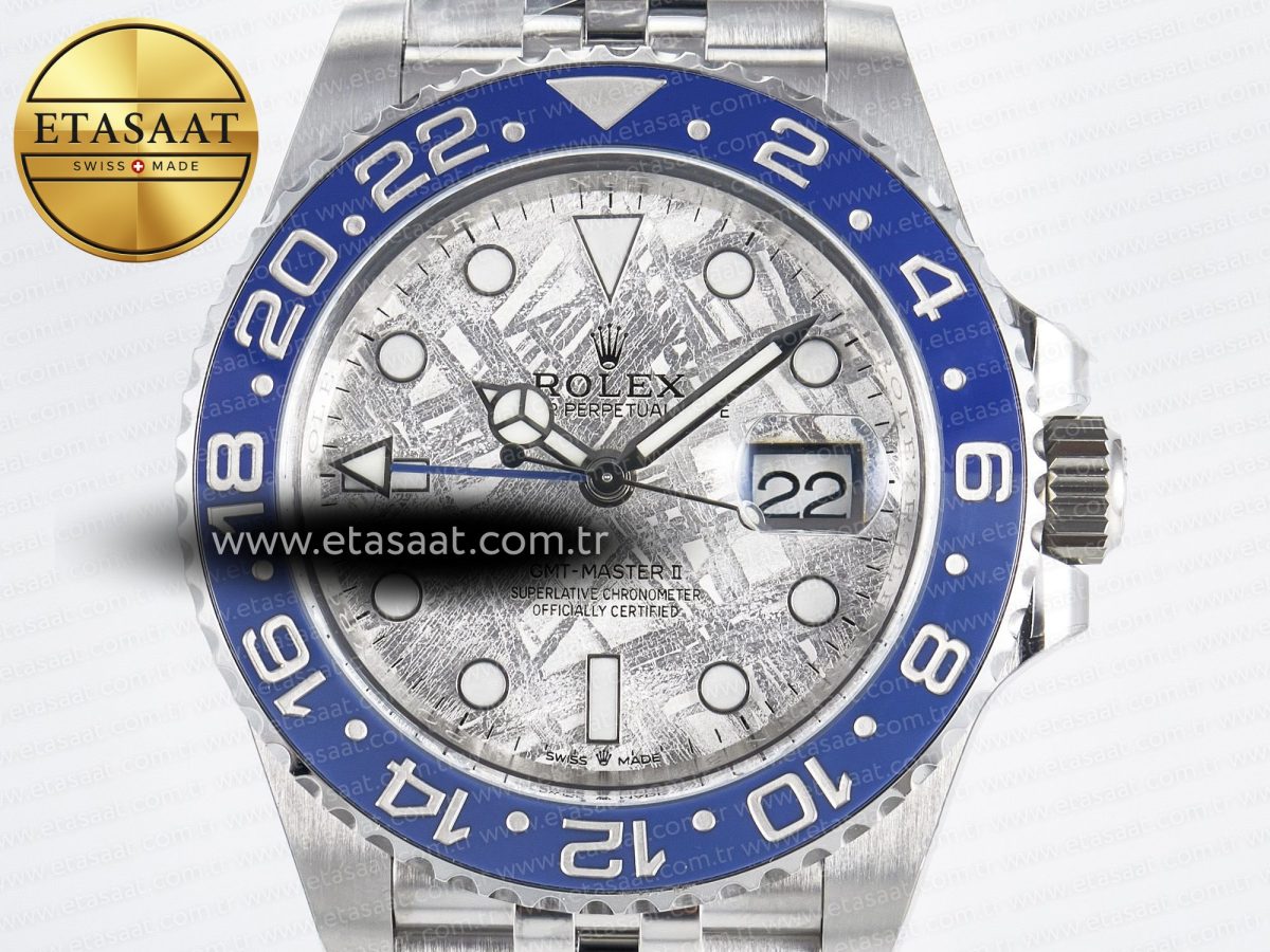 Rolex GMT-Master II 126716 BLAKEN 904L 1:1 Best Edition Meteorite Dial on SS Jubilee Bracelet SH3285 - Görsel 4