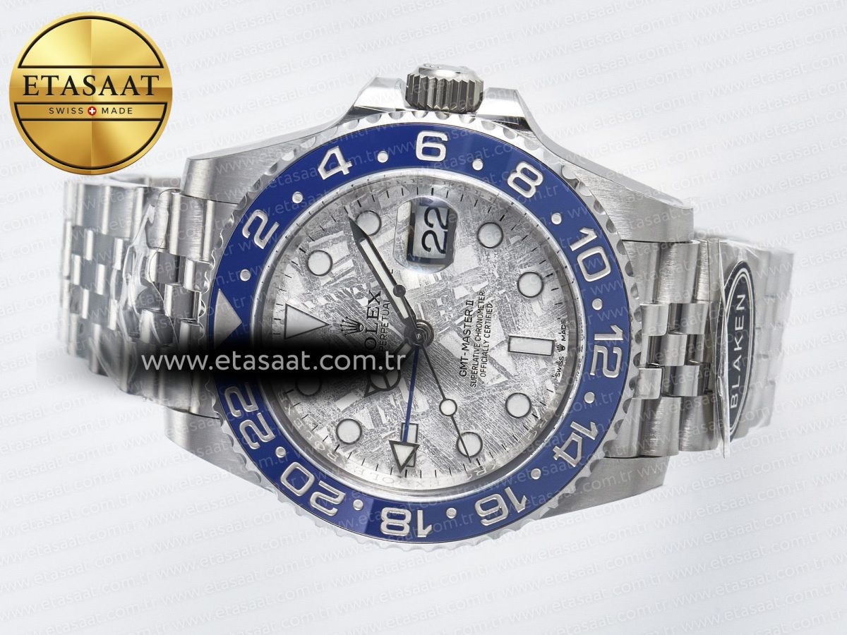Rolex GMT-Master II 126716 BLAKEN 904L 1:1 Best Edition Meteorite Dial on SS Jubilee Bracelet SH3285 - Görsel 9