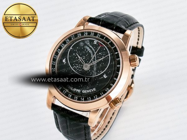 Patek Philippe Grand Complications 6102G Moon RG YLF Black Dial on Black Leather Strap A240