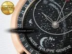 Patek Philippe Grand Complications 6102G Moon RG YLF Black Dial on Black Leather Strap A240 - Görsel 10