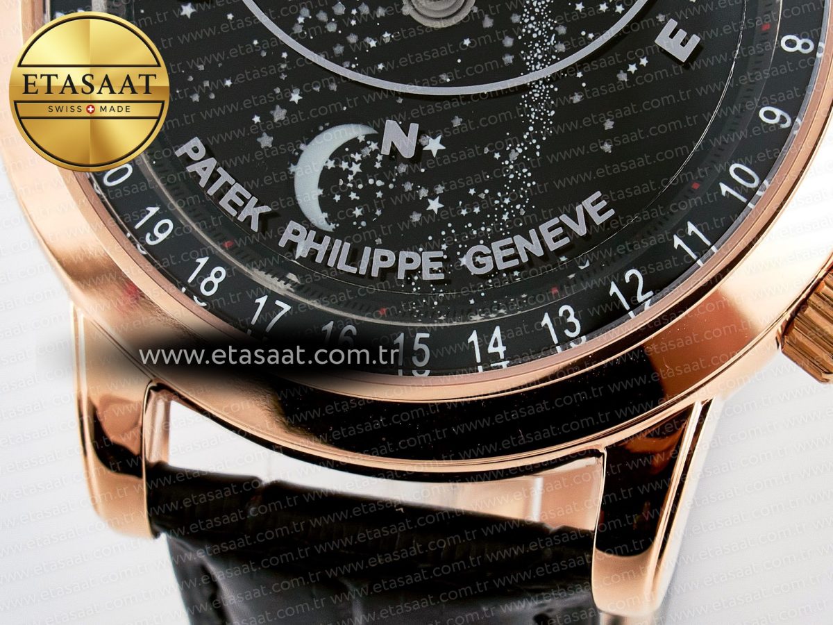 Patek Philippe Grand Complications 6102G Moon RG YLF Black Dial on Black Leather Strap A240 - Görsel 12