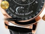 Patek Philippe Grand Complications 6102G Moon RG YLF Black Dial on Black Leather Strap A240 - Görsel 12