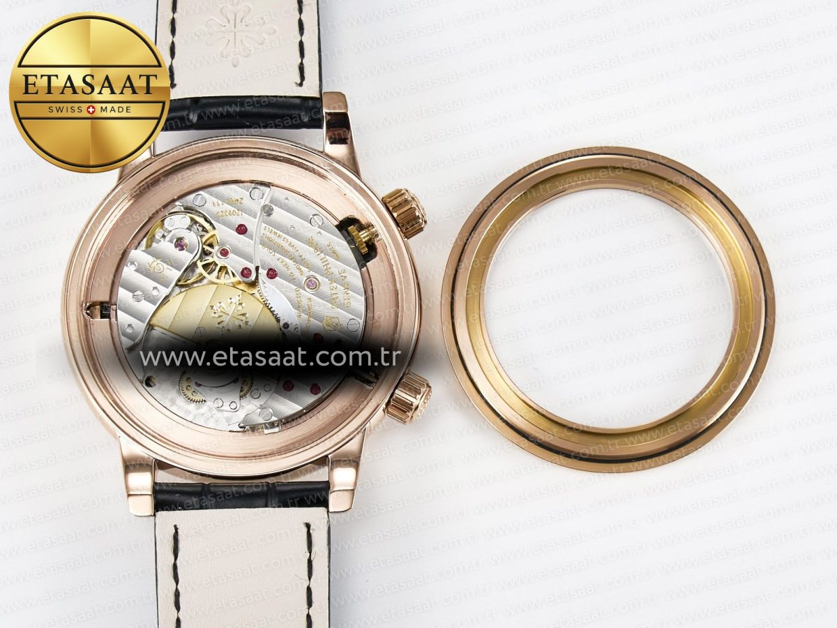 Patek Philippe Grand Complications 6102G Moon RG YLF Black Dial on Black Leather Strap A240 - Görsel 16