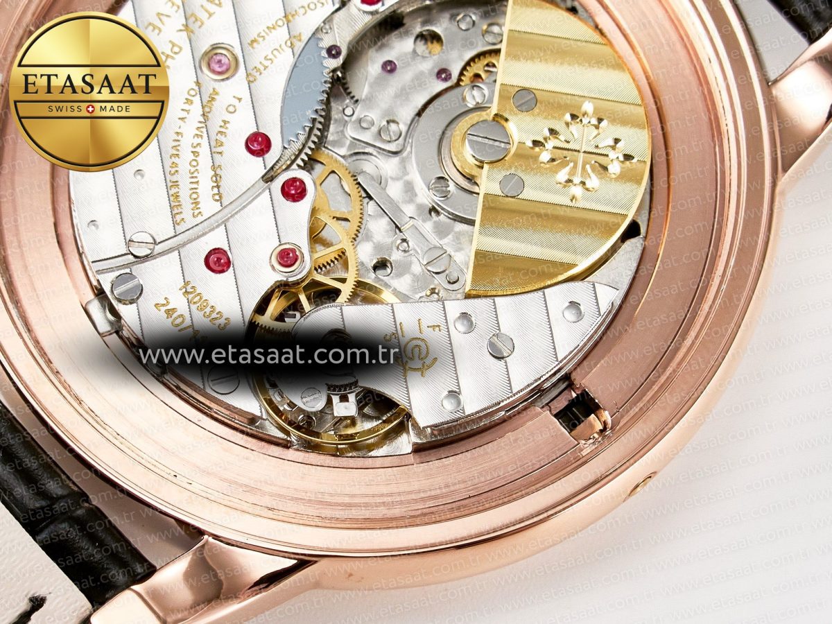 Patek Philippe Grand Complications 6102G Moon RG YLF Black Dial on Black Leather Strap A240 - Görsel 22