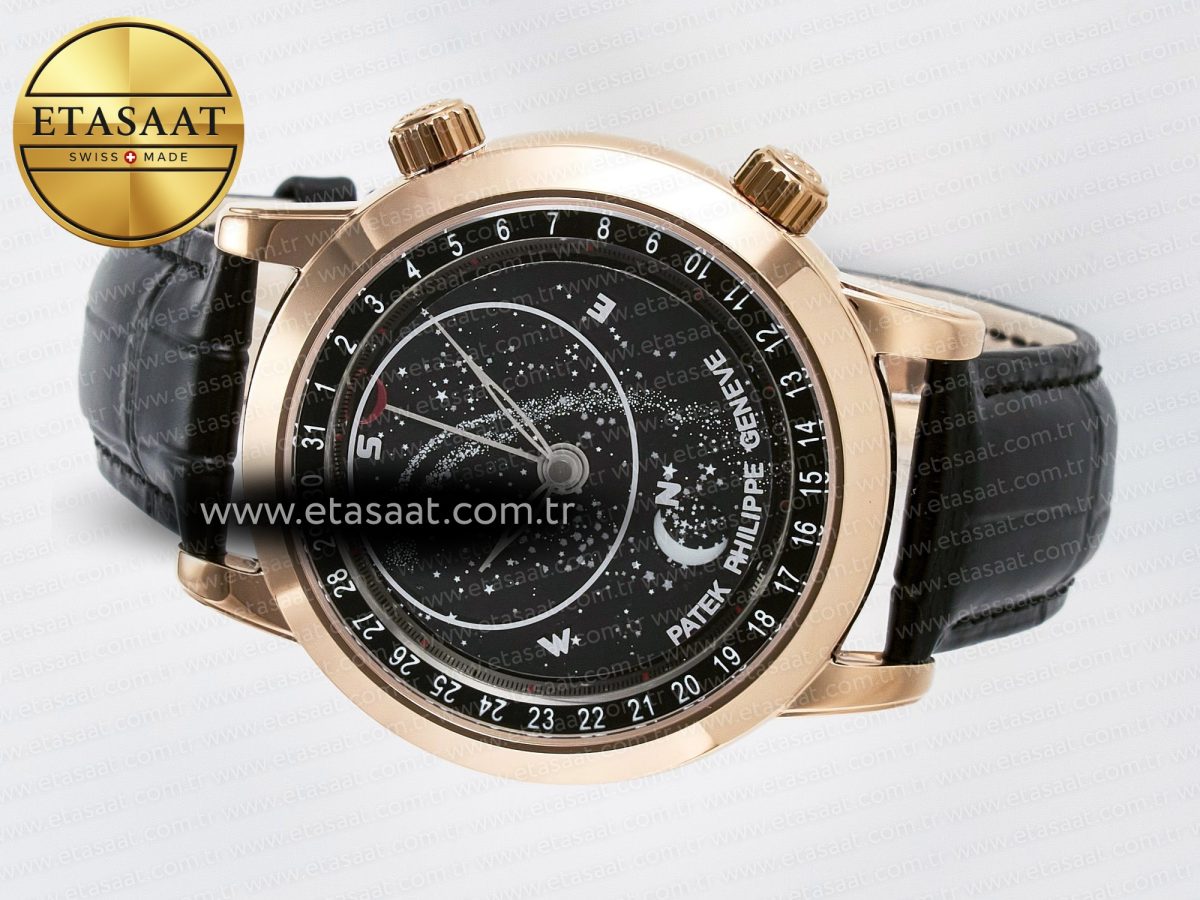 Patek Philippe Grand Complications 6102G Moon RG YLF Black Dial on Black Leather Strap A240 - Görsel 9