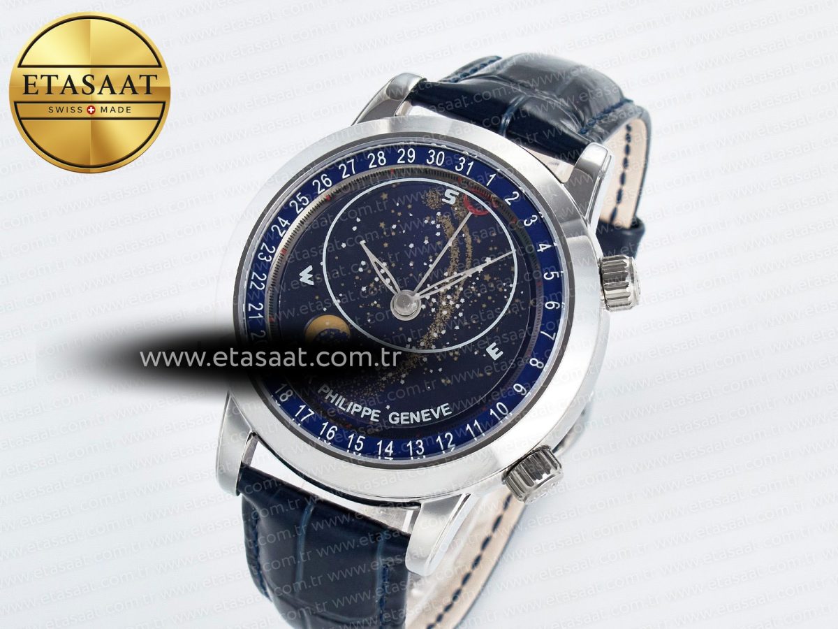 Patek Philippe Grand Complications 6102G Moon SS YLF Blue Dial on Blue Leather Strap A240 - Görsel 1