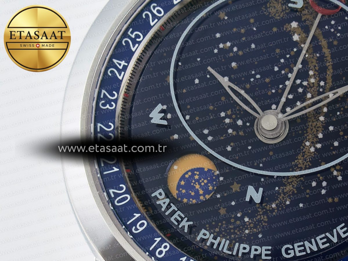 Patek Philippe Grand Complications 6102G Moon SS YLF Blue Dial on Blue Leather Strap A240 - Görsel 10