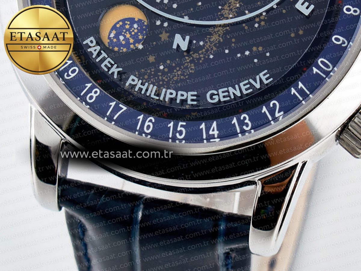 Patek Philippe Grand Complications 6102G Moon SS YLF Blue Dial on Blue Leather Strap A240 - Görsel 12