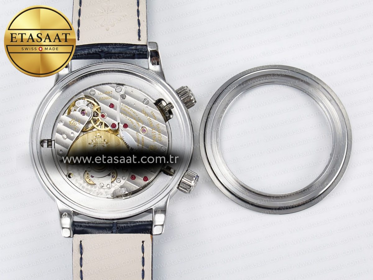 Patek Philippe Grand Complications 6102G Moon SS YLF Blue Dial on Blue Leather Strap A240 - Görsel 16