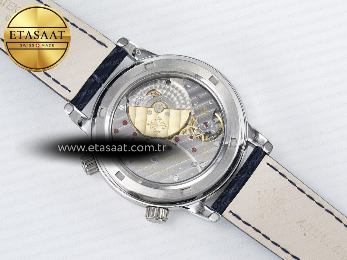 Patek Philippe Grand Complications 6102G Moon SS YLF Blue Dial on Blue Leather Strap A240 - Görsel 18