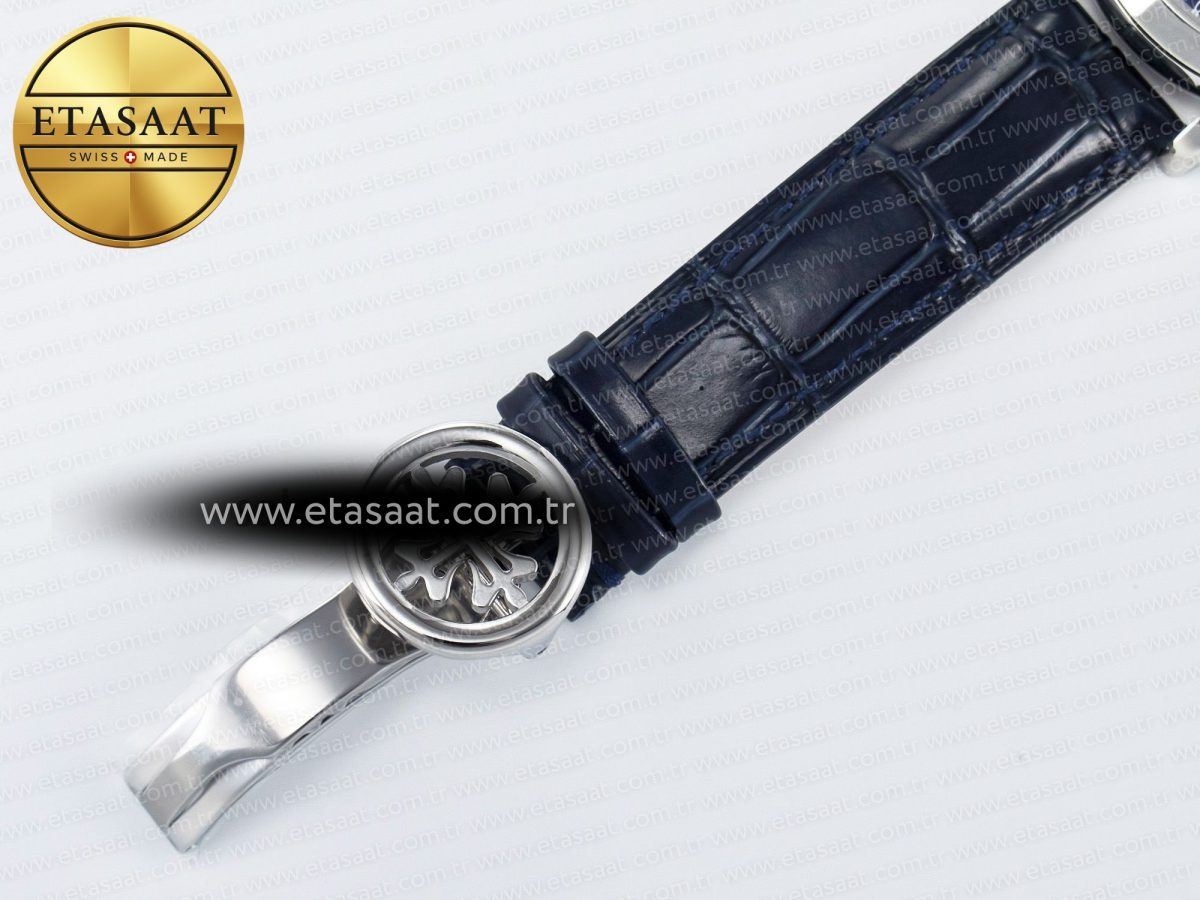 Patek Philippe Grand Complications 6102G Moon SS YLF Blue Dial on Blue Leather Strap A240 - Görsel 25