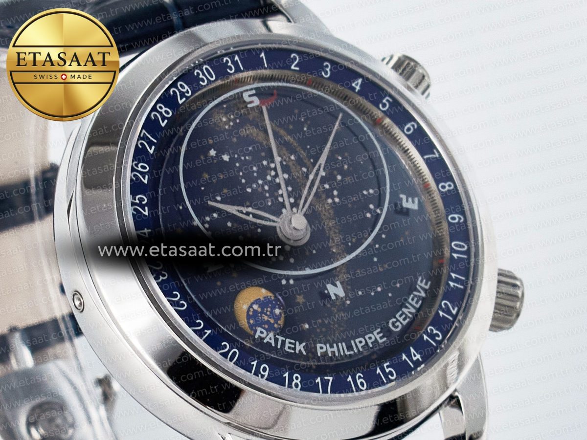 Patek Philippe Grand Complications 6102G Moon SS YLF Blue Dial on Blue Leather Strap A240 - Görsel 5