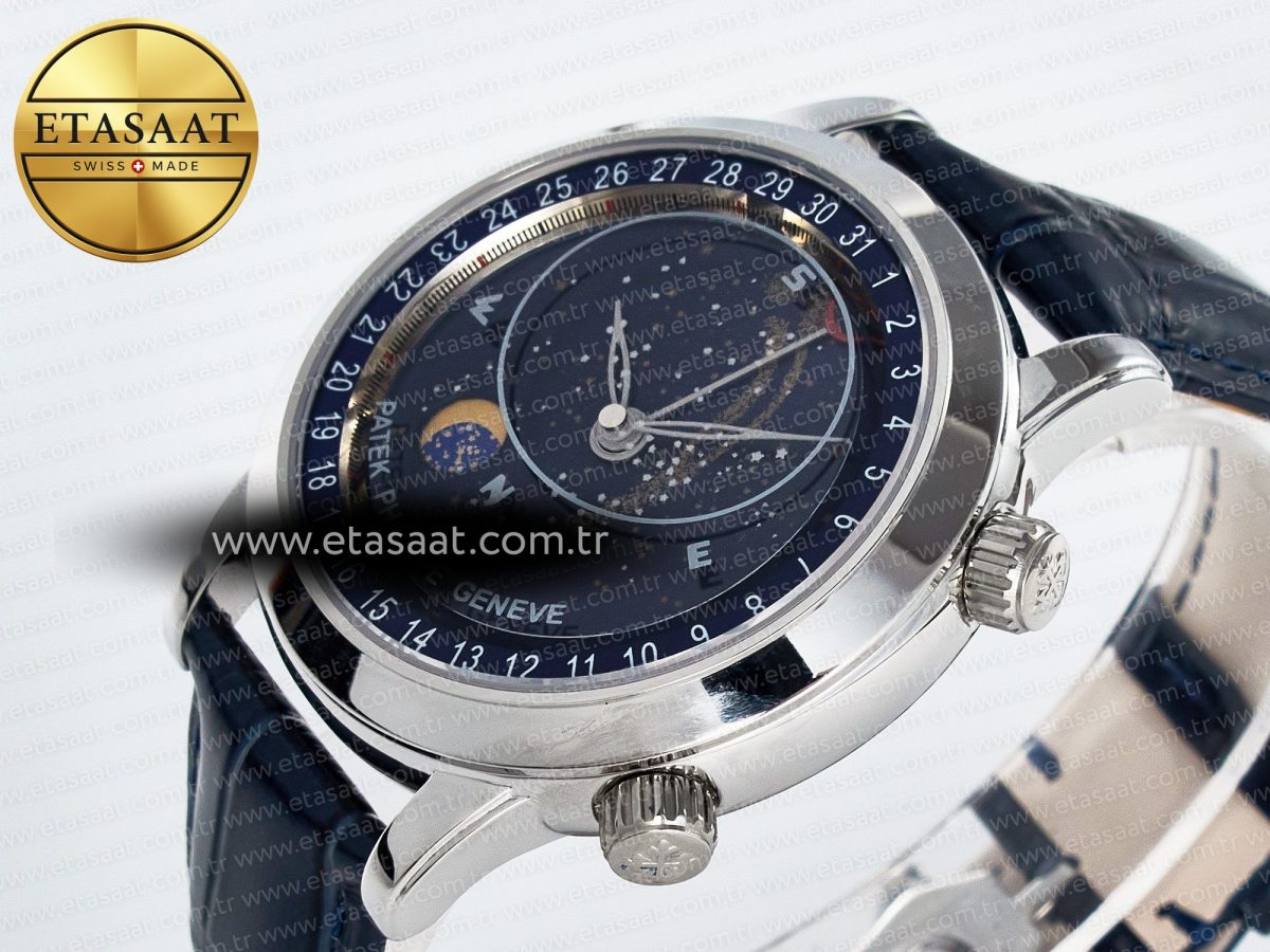 Patek Philippe Grand Complications 6102G Moon SS YLF Blue Dial on Blue Leather Strap A240 - Görsel 6