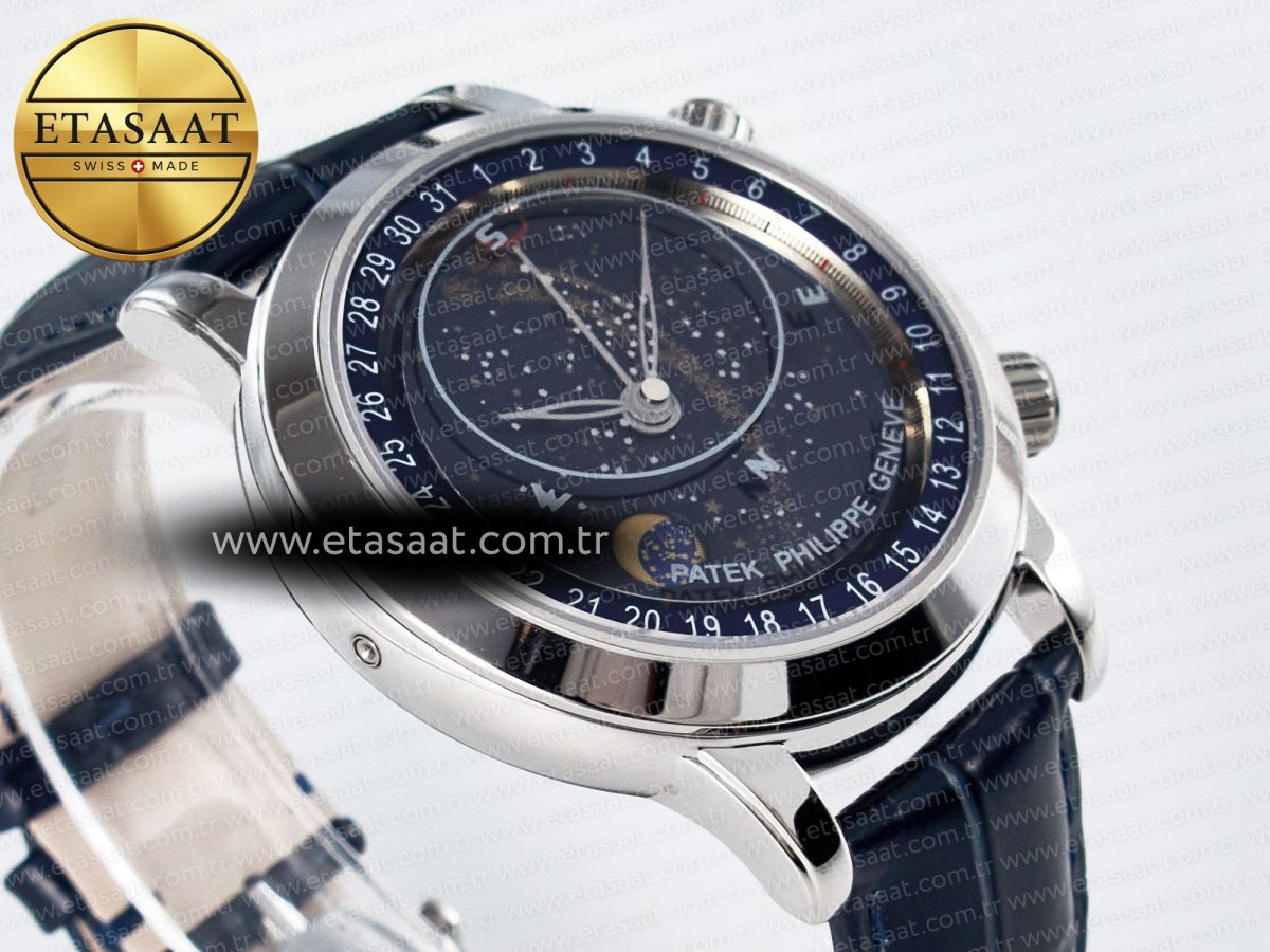 Patek Philippe Grand Complications 6102G Moon SS YLF Blue Dial on Blue Leather Strap A240 - Görsel 7