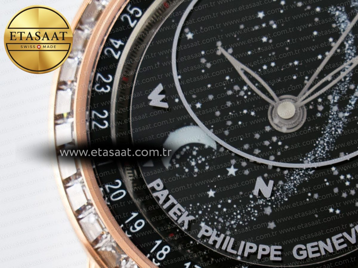 Patek Philippe Grand Complications 6102G Moon YLF RG Black Dial Crystal Bezel on Black Leather Strap A240 - Görsel 10