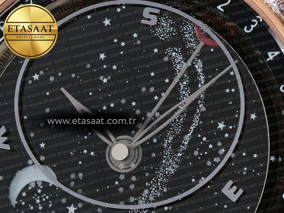Patek Philippe Grand Complications 6102G Moon YLF RG Black Dial Crystal Bezel on Black Leather Strap A240 - Görsel 11