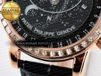 Patek Philippe Grand Complications 6102G Moon YLF RG Black Dial Crystal Bezel on Black Leather Strap A240 - Görsel 12