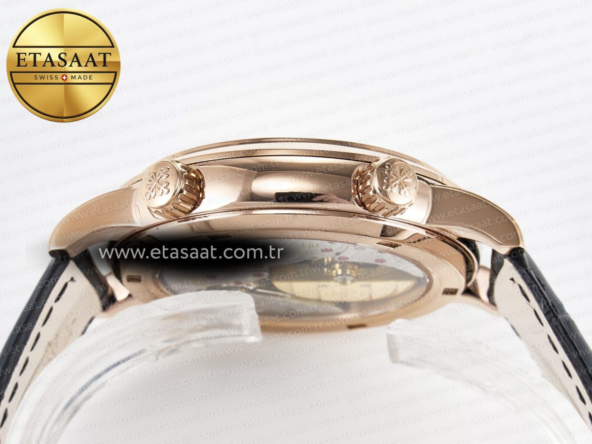Patek Philippe Grand Complications 6102G Moon YLF RG Black Dial Crystal Bezel on Black Leather Strap A240 - Görsel 14