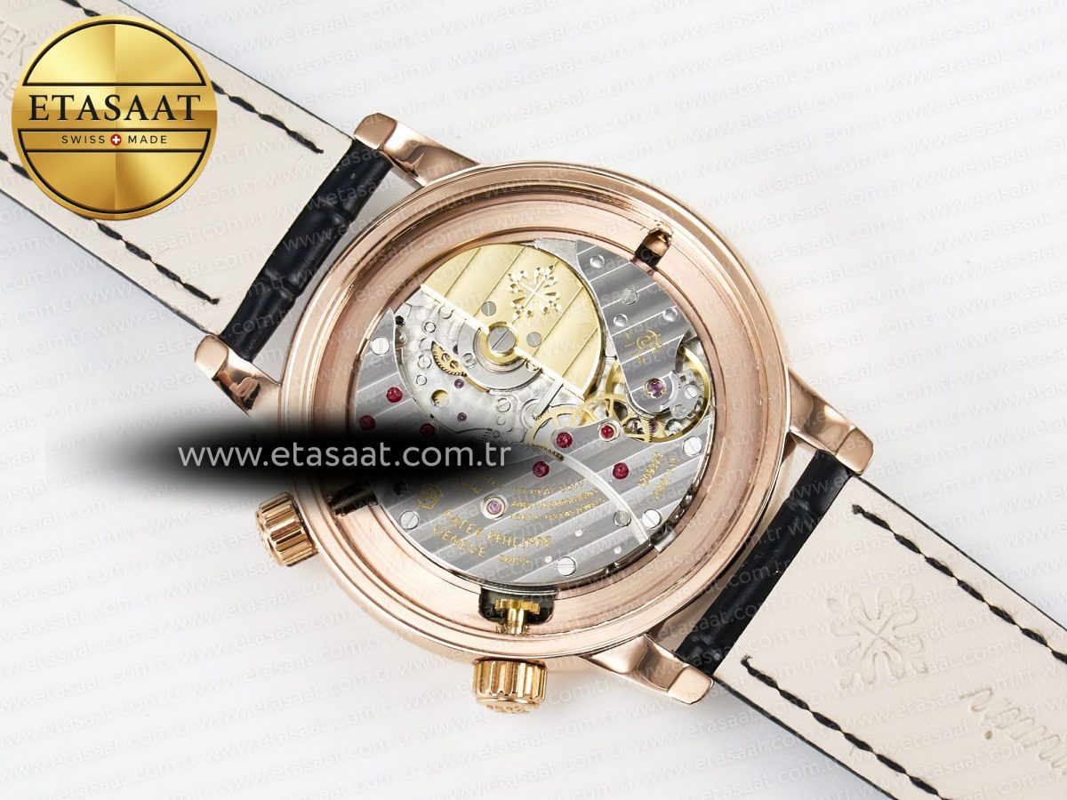 Patek Philippe Grand Complications 6102G Moon YLF RG Black Dial Crystal Bezel on Black Leather Strap A240 - Görsel 17