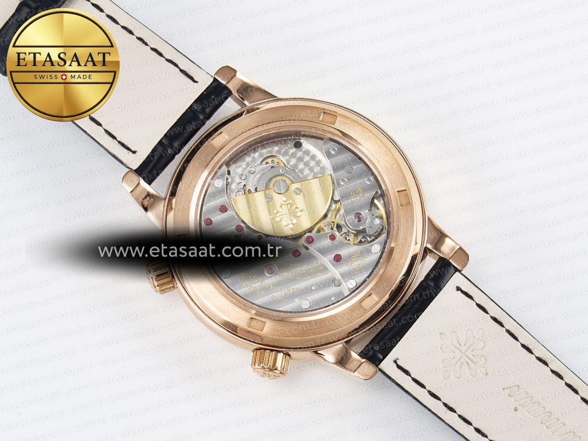 Patek Philippe Grand Complications 6102G Moon YLF RG Black Dial Crystal Bezel on Black Leather Strap A240 - Görsel 18