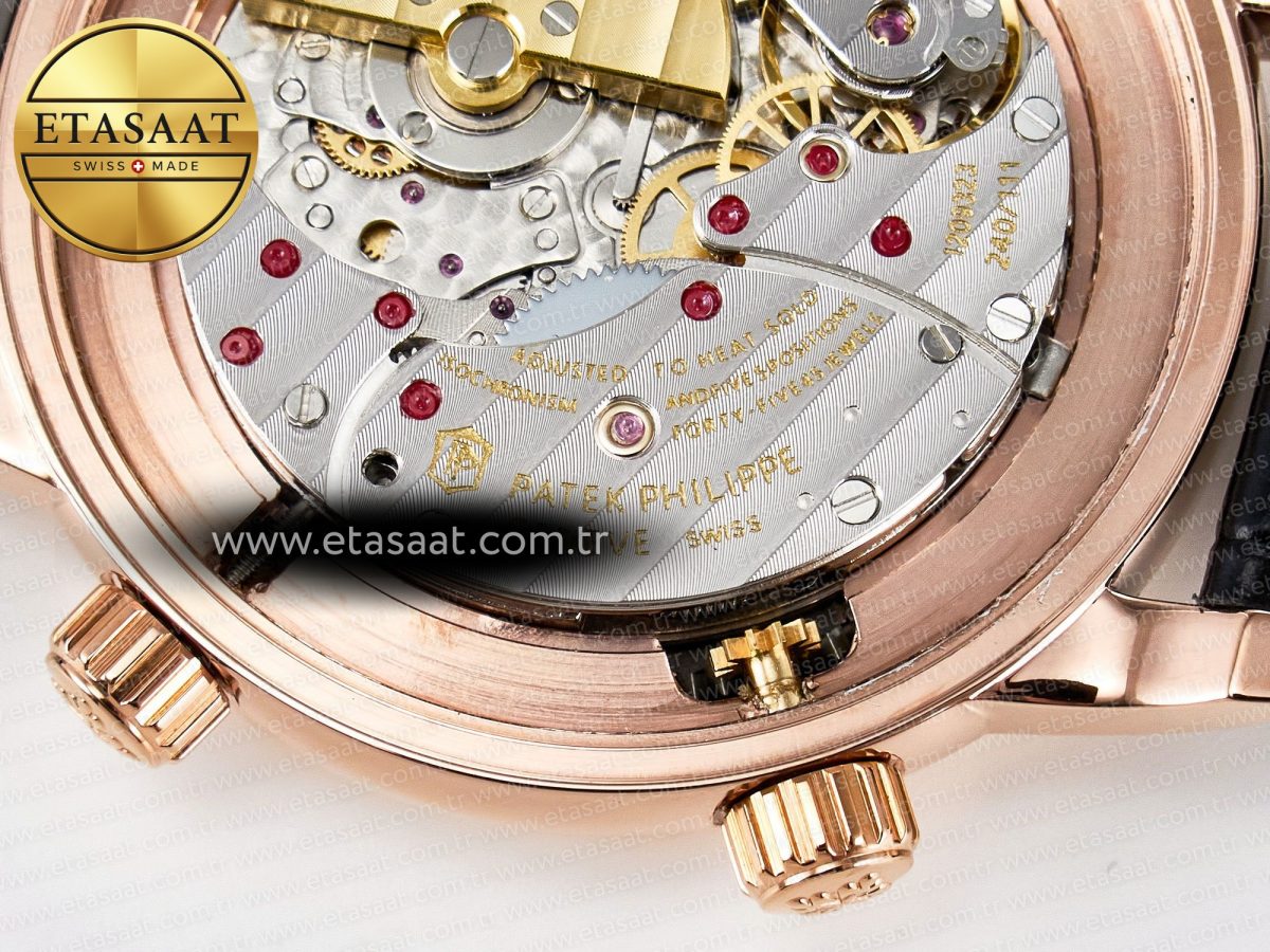Patek Philippe Grand Complications 6102G Moon YLF RG Black Dial Crystal Bezel on Black Leather Strap A240 - Görsel 22