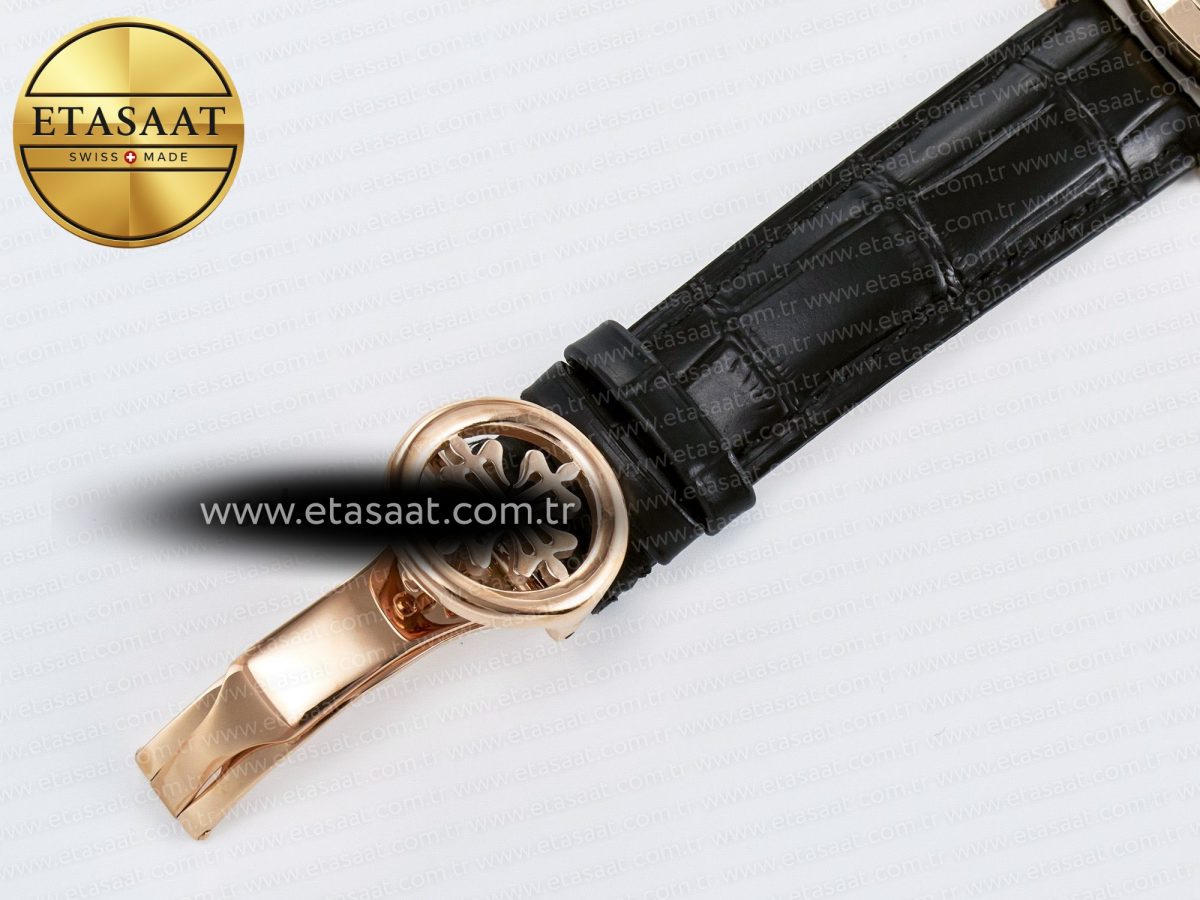 Patek Philippe Grand Complications 6102G Moon YLF RG Black Dial Crystal Bezel on Black Leather Strap A240 - Görsel 24