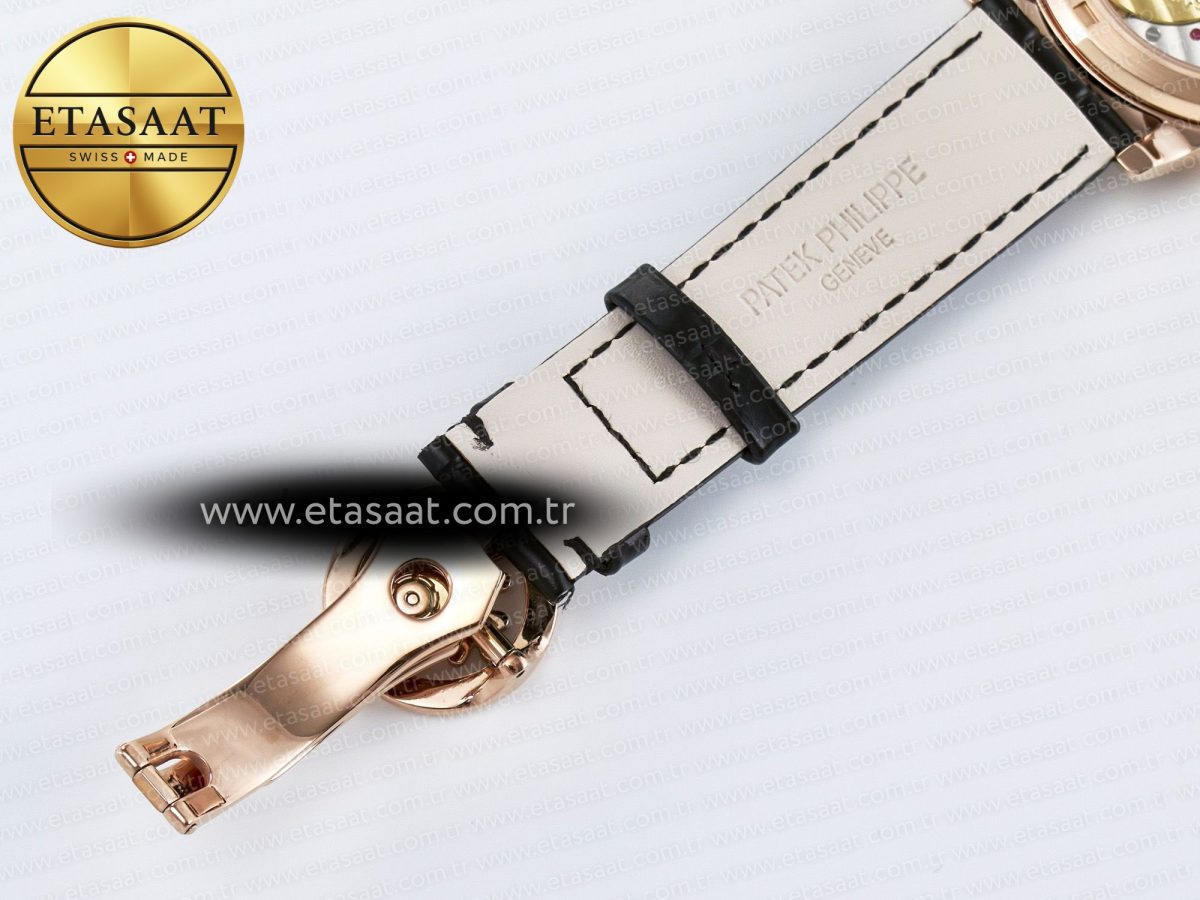Patek Philippe Grand Complications 6102G Moon YLF RG Black Dial Crystal Bezel on Black Leather Strap A240 - Görsel 26
