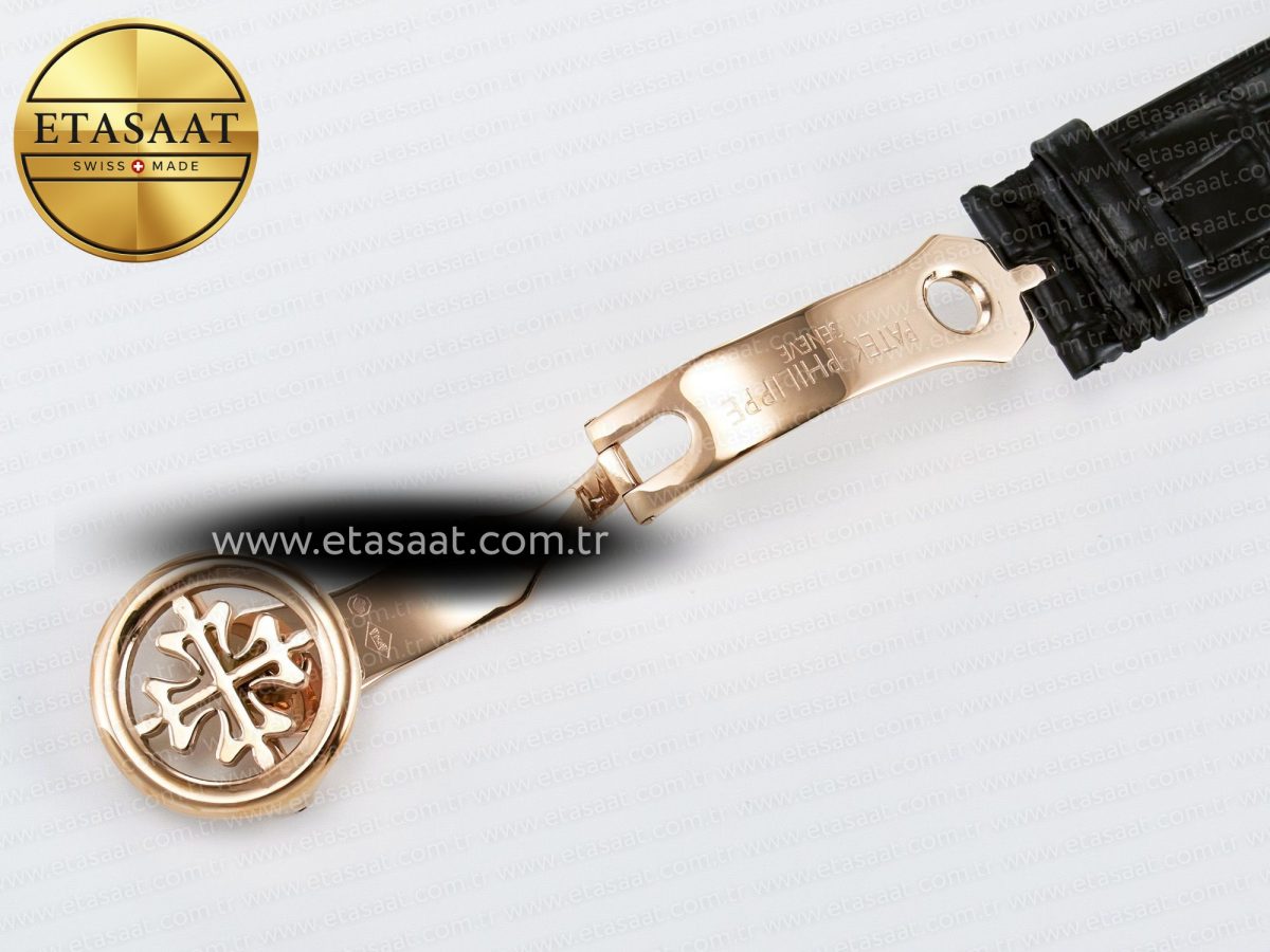 Patek Philippe Grand Complications 6102G Moon YLF RG Black Dial Crystal Bezel on Black Leather Strap A240 - Görsel 31