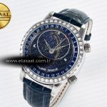 Patek Philippe Grand Complications 6102G Moon YLF SS Blue Dial Crystal Bezel on Blue Leather Strap A240