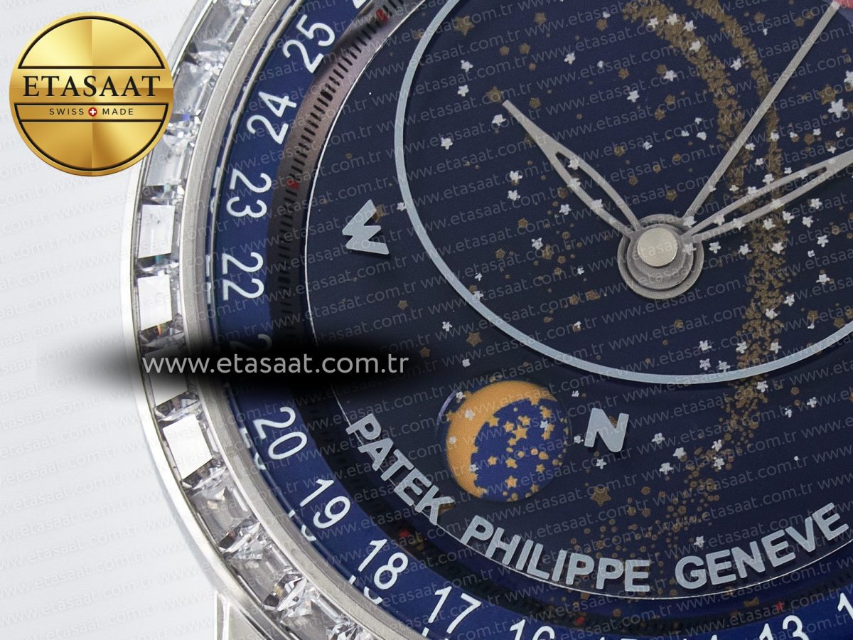 Patek Philippe Grand Complications 6102G Moon YLF SS Blue Dial Crystal Bezel on Blue Leather Strap A240 - Görsel 10