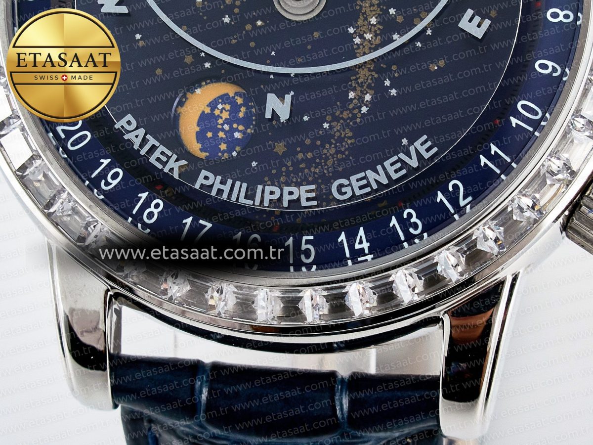 Patek Philippe Grand Complications 6102G Moon YLF SS Blue Dial Crystal Bezel on Blue Leather Strap A240 - Görsel 12