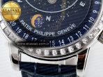 Patek Philippe Grand Complications 6102G Moon YLF SS Blue Dial Crystal Bezel on Blue Leather Strap A240 - Görsel 12