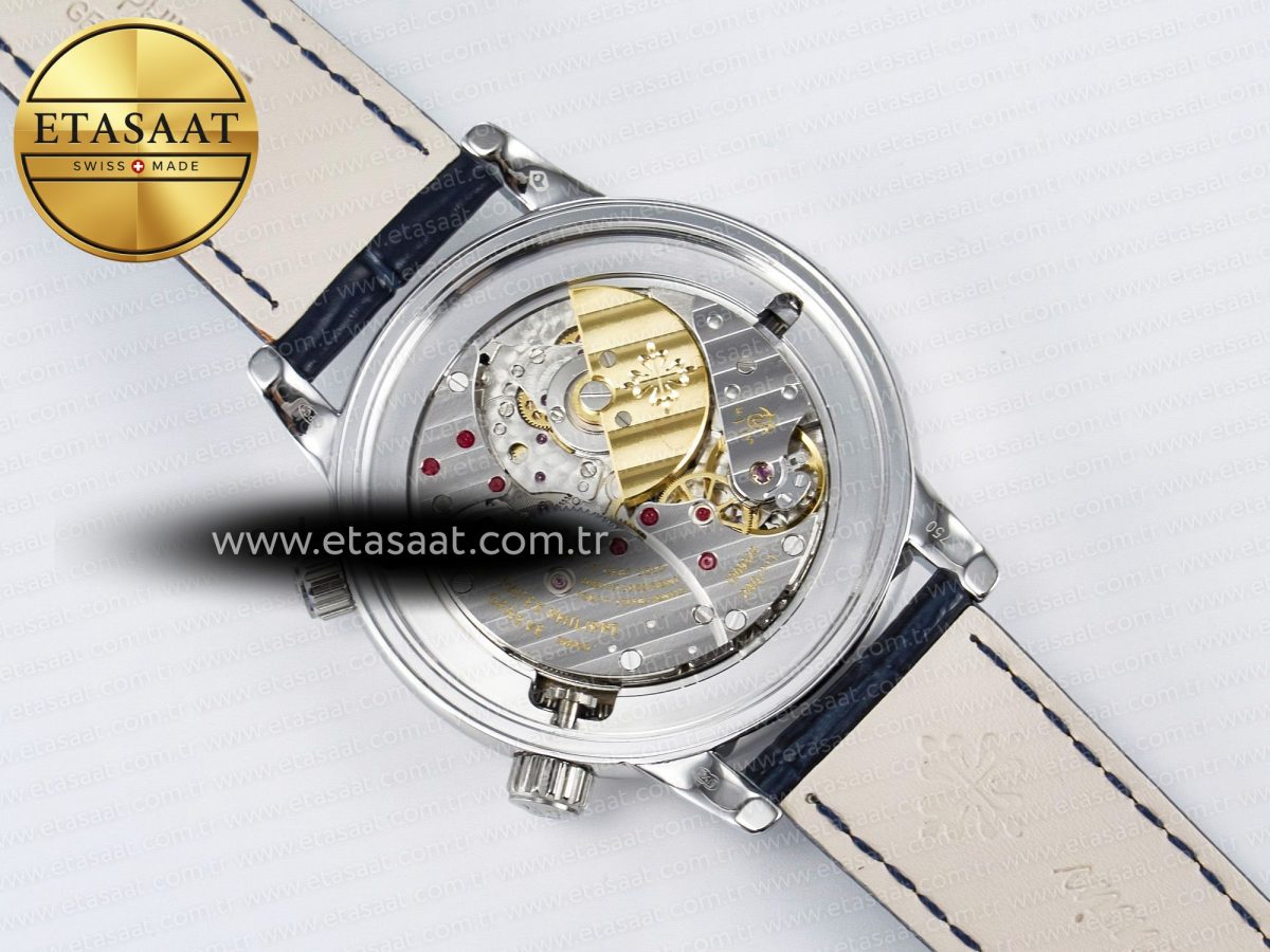 Patek Philippe Grand Complications 6102G Moon YLF SS Blue Dial Crystal Bezel on Blue Leather Strap A240 - Görsel 18