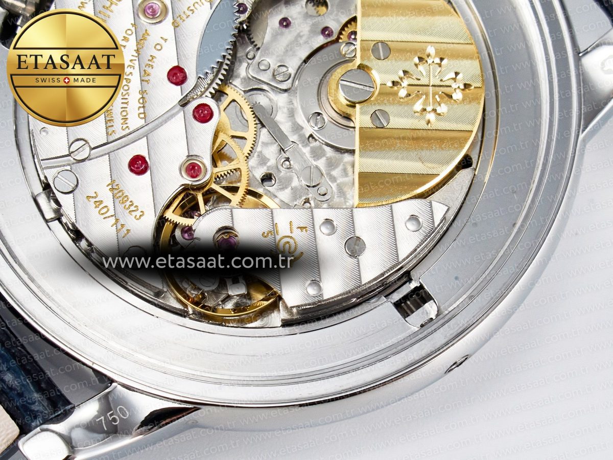 Patek Philippe Grand Complications 6102G Moon YLF SS Blue Dial Crystal Bezel on Blue Leather Strap A240 - Görsel 19