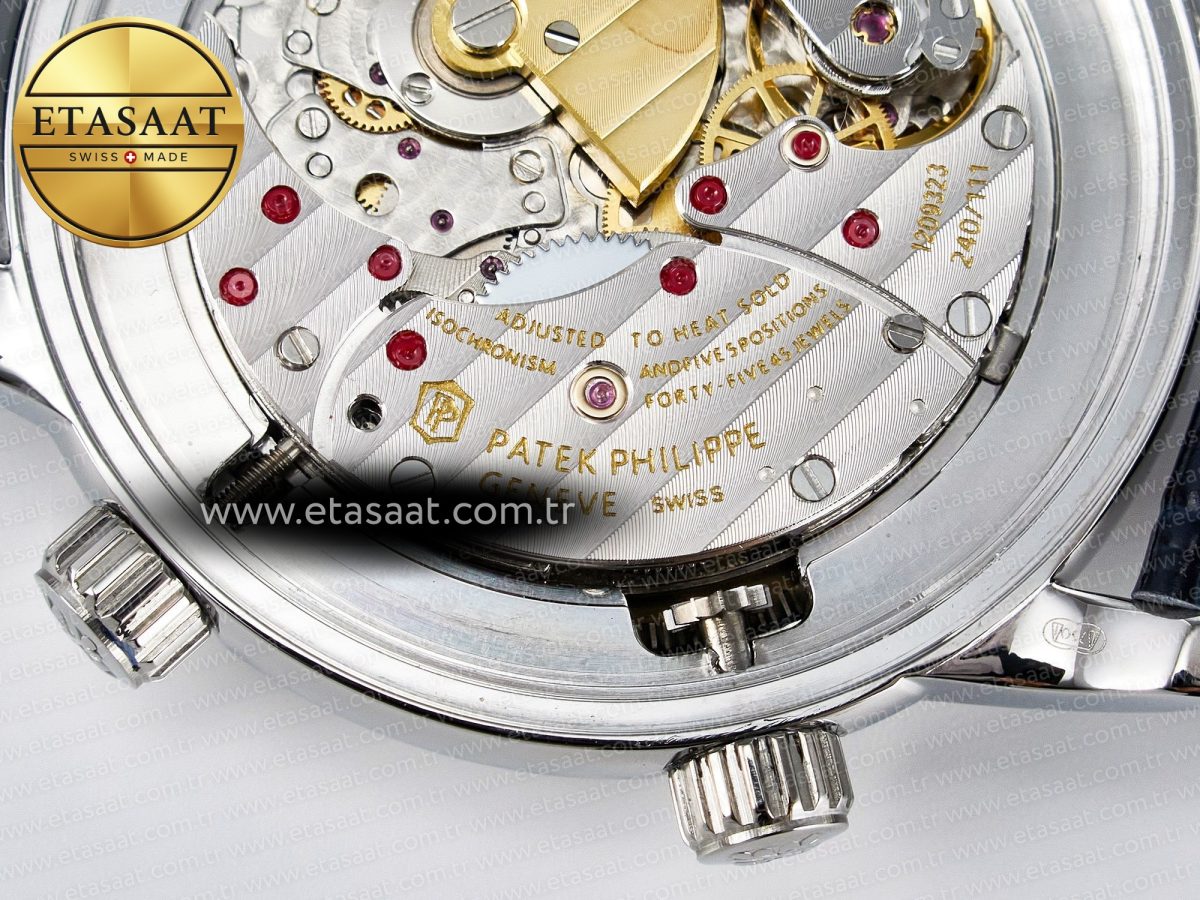 Patek Philippe Grand Complications 6102G Moon YLF SS Blue Dial Crystal Bezel on Blue Leather Strap A240 - Görsel 22
