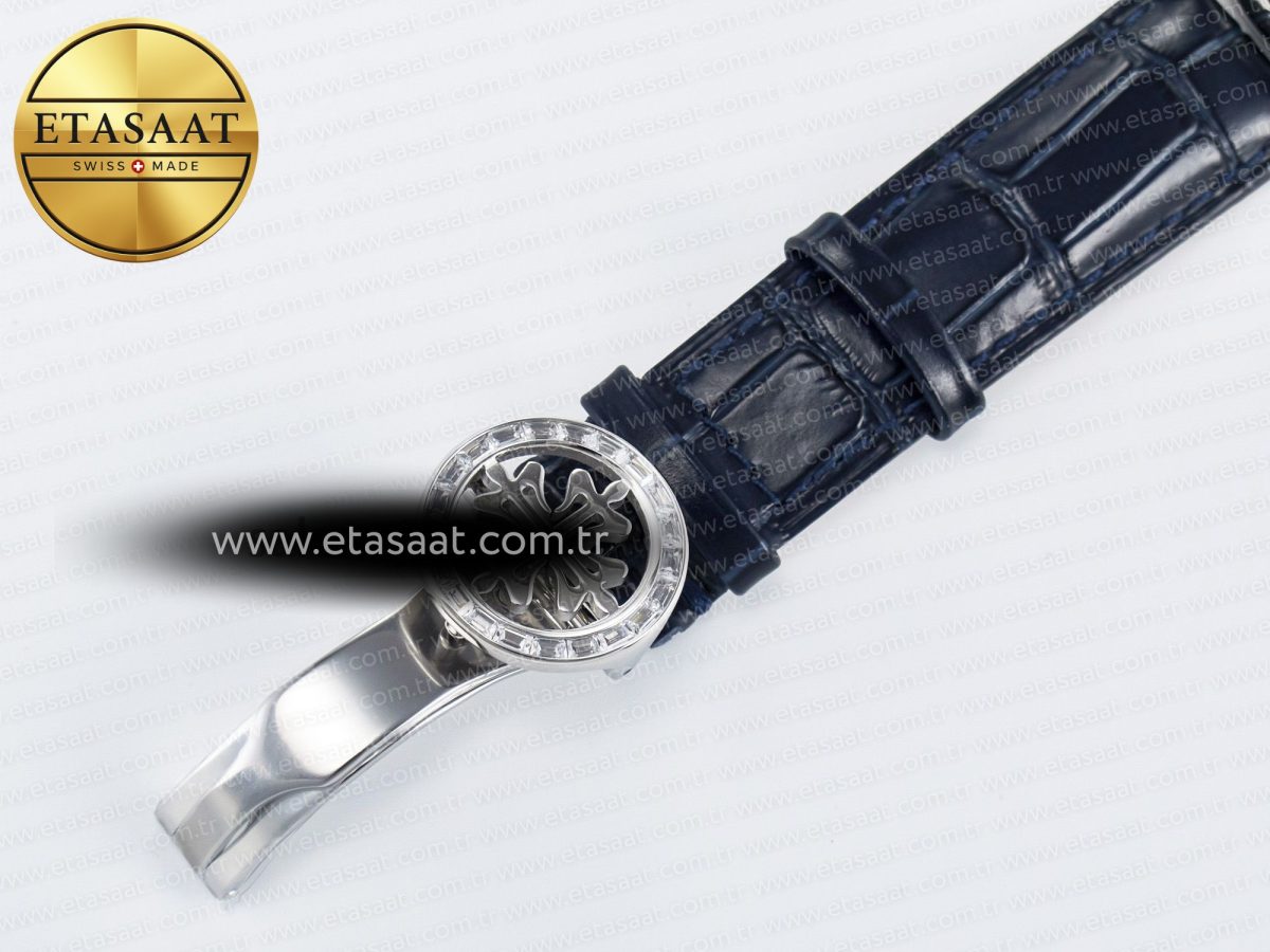 Patek Philippe Grand Complications 6102G Moon YLF SS Blue Dial Crystal Bezel on Blue Leather Strap A240 - Görsel 25